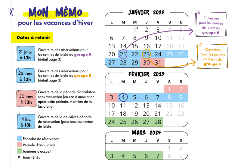 memo ALSH centres de loisirs vacances hiver 2025 